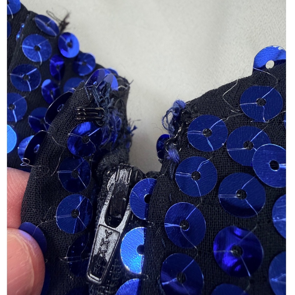 Alyce Designs 80's Sequin Gown Women Size 6 Blue Silver Vintage Beaded Starburst - Picture 11 of 16